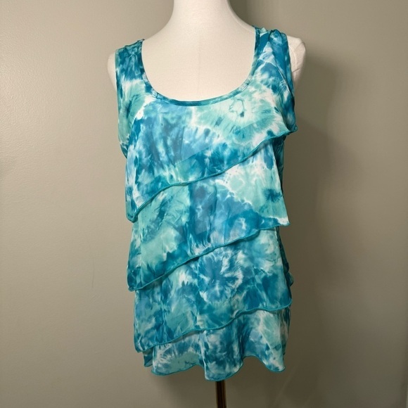 Coquette ruffled turquoise mermaidcore tank top fairy M - Picture 2 of 6